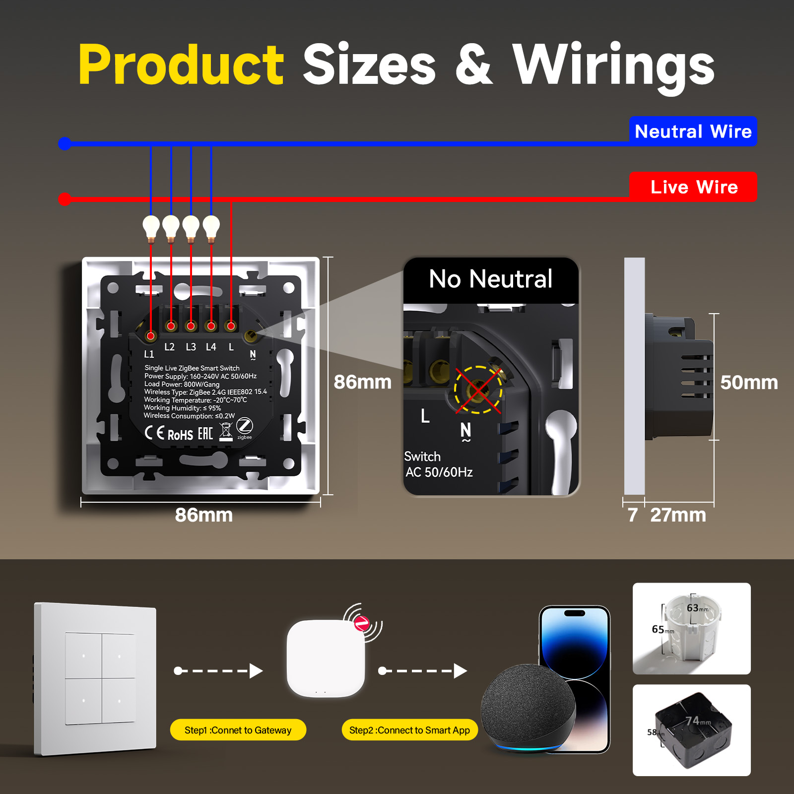 BSEED ZigBee Click Switches Gl - Smart Home Yellow 评论和价格