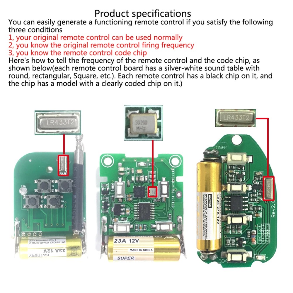 433Mhz RF Remote Control On Of - Universal Remote Smart Home 评论和价格