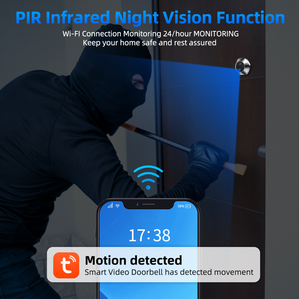 1080P WiFi Peephole Tuya Smart - Smart Home Video 评论和价格